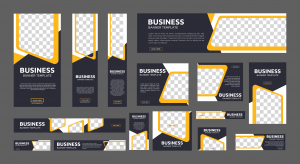 وکتور بنر عمودی بیزینس در طرح های متفاوت